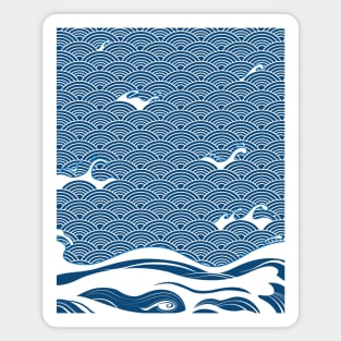 Blue Ocean Wave Japanese Art Magnet